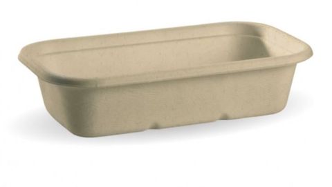 BioPak Bio Cane 1,000ml Natural Rectangular Takeaway Bases - SLEEVE=50 / BOX=500