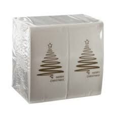 White 2 Ply Quilted Christmas Dinner Serviettes 1/8 GT Fold 400mm x 400mm - BOX=1,000 / PACKET=100
