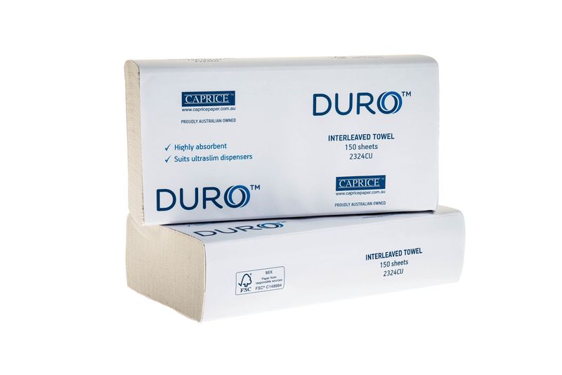 Premium Duro Interleaved Paper Hand Towel White 230mm x 240mm - Box of 16