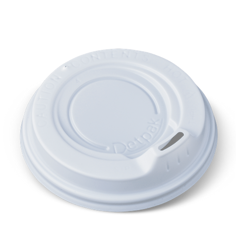 Detpak Hot Cup Sipper Lid White For Detpak 80mm Rim Hot Cups - SLEEVE = 100 / BOX=1,000