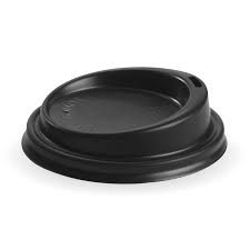 BioPak PLA Bio Degradable Lids Black 80mm Diameter - Box of 1,000