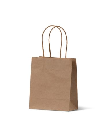 Brown Kraft Loop Handle Bag Runt 165mm(H) x 140mm(W) x 75mm(G) - EACH=1 / BOX=500