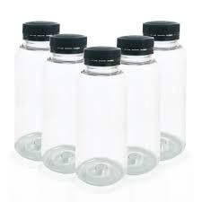 450ml Clear PET Square Cold Fill Bottle 38mm with Black Lid - Box of 220