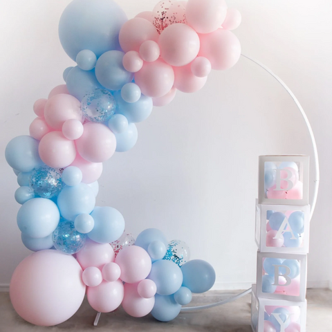 Oh Baby Pack - 1 x Balloon Hoop With Garland Attached and Baby Balloon Boxes Filled