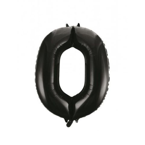 Decrotex 34" Black Foil Balloon Numeral 0 - Retail Pack Each