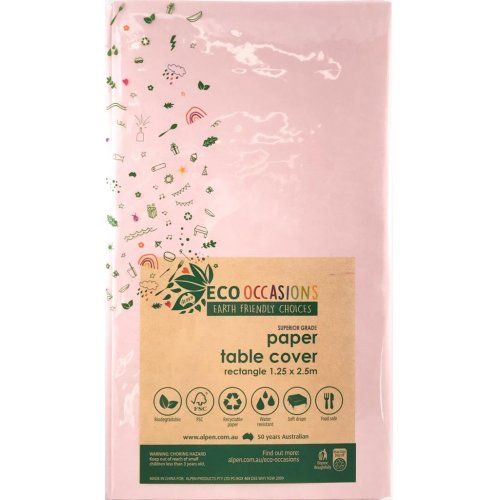 Paper Table Cover Rectangular 250cmL x 125cmW Light Pink - Each