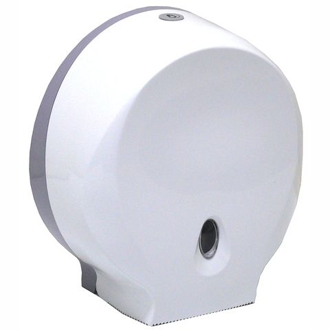 White Jumbo Toilet Roll Dispenser Lockable ABS Plastic - Each