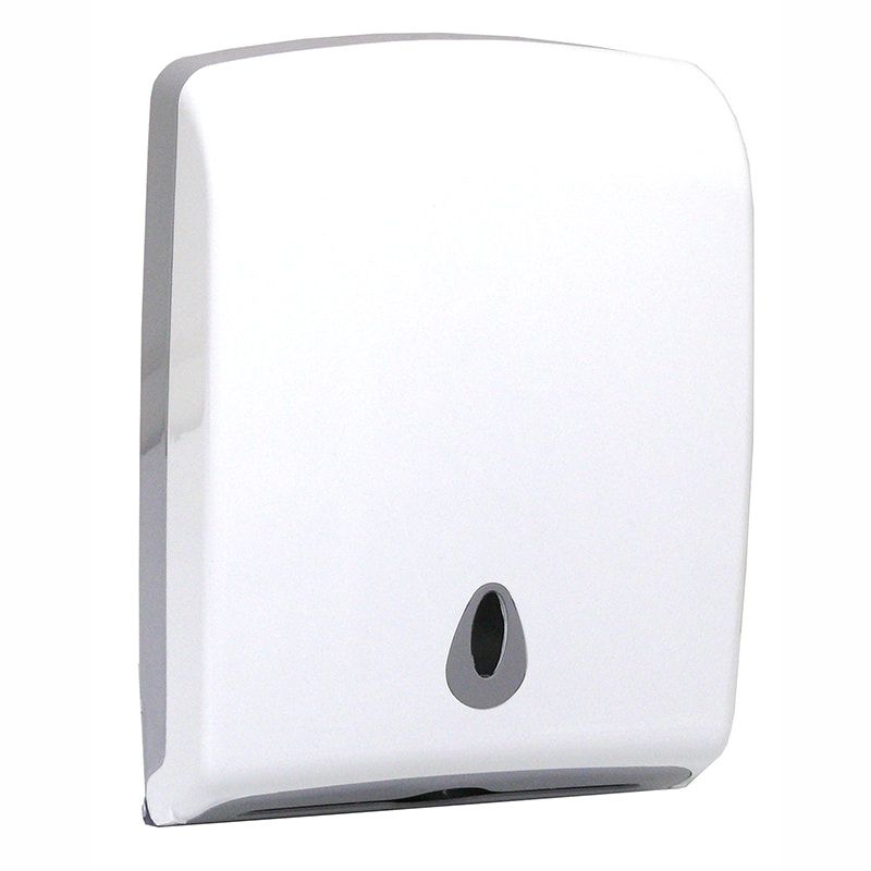 White Multifold Towel Dispenser ABS Plastic for Slimline Interleaf Towel Lockable - Each