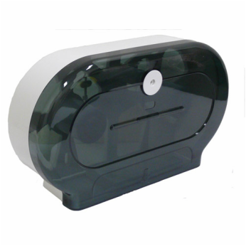 Twin Jumbo Toilet Roll Dispenser Dark Blue Transparent Front ABS Plastic Lockable - Each
