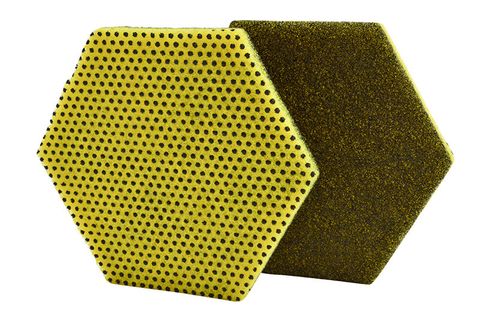 Scotch Brite Dual Purpose Hexagonal Scourer Pad - Yellow Raised Side and Smooth Gray Scourer- Each