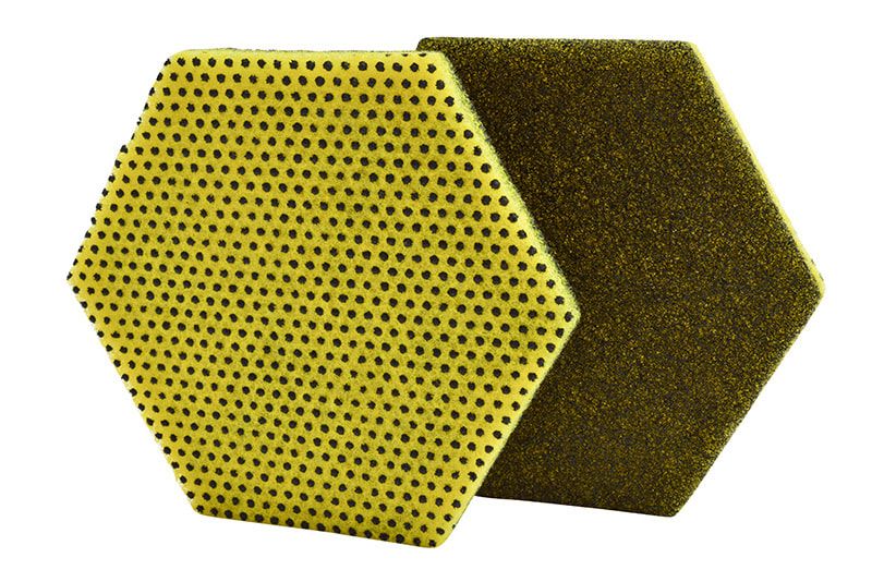 Scotch Brite Dual Purpose Hexagonal Scourer Pad - Yellow Raised Side and Smooth Gray Scourer- Each