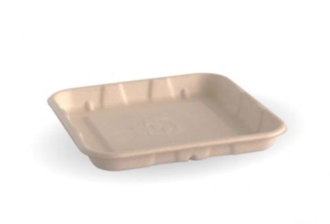 Biopak Sugarcane Produce Tray 14cm x 14cm x 2cm / 5" X 5” - SLEEVE=125 / BOX=1,000