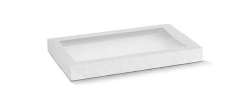Small White Cardboard Catering Box Lids with Window 280mm(L) x 180mm(W) x 30mm(H) - PACK=10 / BOX=100