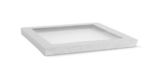 Medium White Cardboard Catering Box Lids with Window 382mm(L) x 275mm(W) x 30mm(H) - PACK=10 / BOX=50