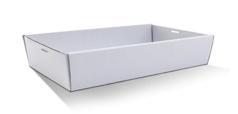 Large White Cardboard Catering Box Bases 563mm(L) x 260mm(W) x 80mm(H) - PACK=10 / BOX=50
