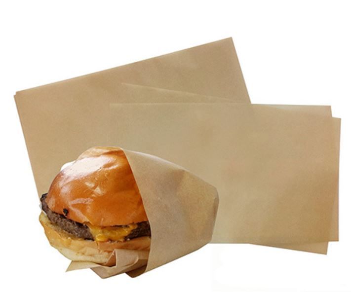 Brown / Natural Unbleached Lunchwrap Greaseproof Paper 6 Cut long 110mm(W) x 400mm(W) - Packet of 3,200