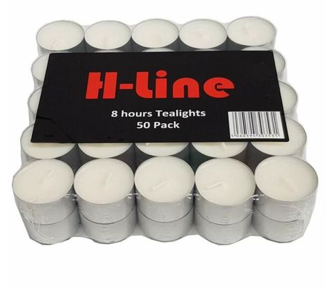 Tea Light Candles 9 Hour Burn Time Smokeless White - PACK=50 / BOX=500