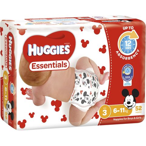 Huggies Essentials Nappies Unisex Size 3 Crawler (6 - 11kg) - Carton of 208