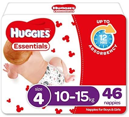 Huggies Essentials Nappies Unisex Size 4 Toddler (10 - 15kg) - Carton of 184