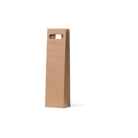 Kraft Single Die Cut Wine Bottle Loop Handle Paper Carry Bags 420mm(L) x 110mm(W) x 90mm(G) - Box = 100