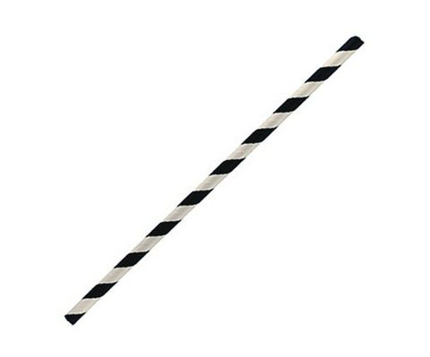 Future Friendly Black Striped 3 Ply Regular Paper Straws - SLEEVE=250 / BOX=2,500