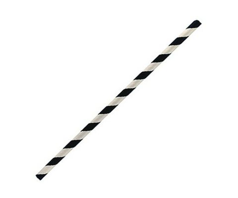 Paper Straw Black Striped 3 Ply Regular Paper Straws - SLEEVE=250 / BOX=2,500