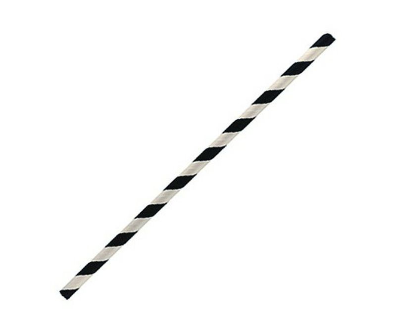 Paper Straw Black Striped 3 Ply Regular Paper Straws - SLEEVE=250 / BOX=2,500