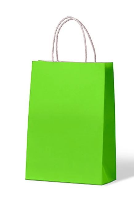 Junior Loop Lime Loop Handle Paper Carry Bags 290mm(L) x 200mm(W) + 100mm(G) - Box = 250