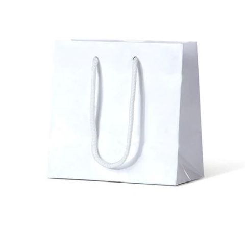 Laminated Gloss Michelle White Paper Bags Rope Handle 330mm(L) x 260mm(W) x 140mm(H) - Box of 100
