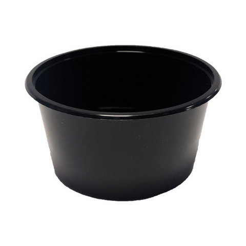 Large Round BLACK Premium Plastic Takeaway Containers 440ml Microwave Grade - SLEEVE=50 / BOX=500