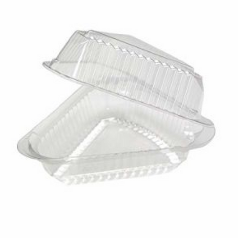 Clear Plastic Cake Wedge Hinged Container for Cake Slice - Box of 500