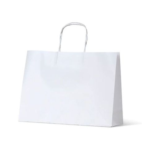 Small White Boutique Loop Handle Paper Carry Bags 250mm(L) x 350mm(W) + 110mm(G) - EACH=1 / BOX=250