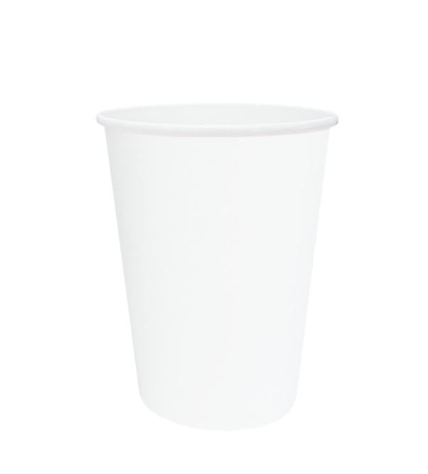 OneTray 12oz / 360ml Single Wall SLIM Coffee Cups Plain White 80mm Diameter - Box of 1,000