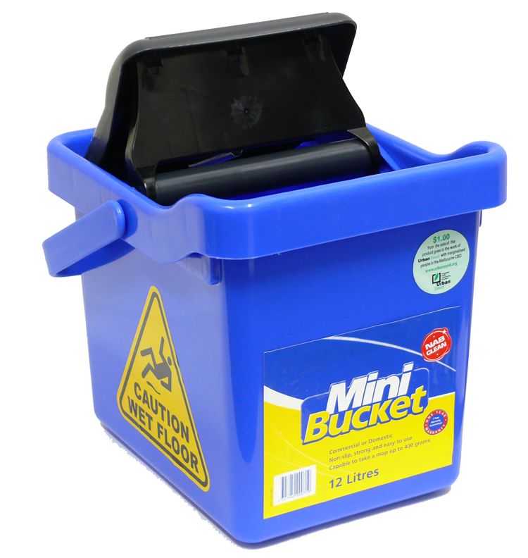 Water Saver Mini 12L Blue Plastic Mop Bucket with Steel Wringer - Each