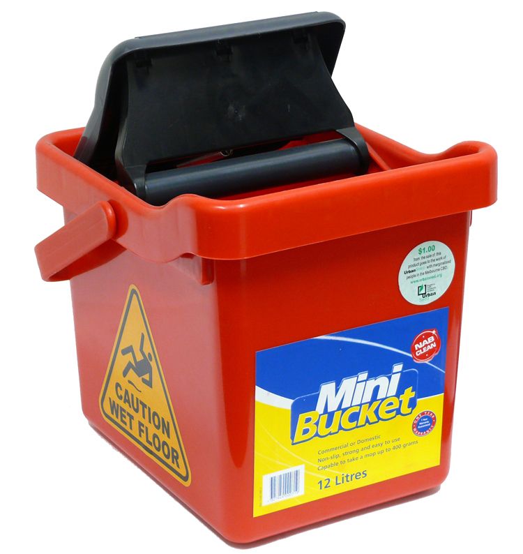 Water Saver Mini 12L Red Plastic Mop Bucket with Steel Wringer - Each