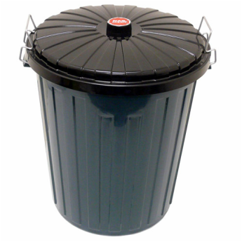 Rubbish Bin 55L-Green-with Flat Black Lid - Each