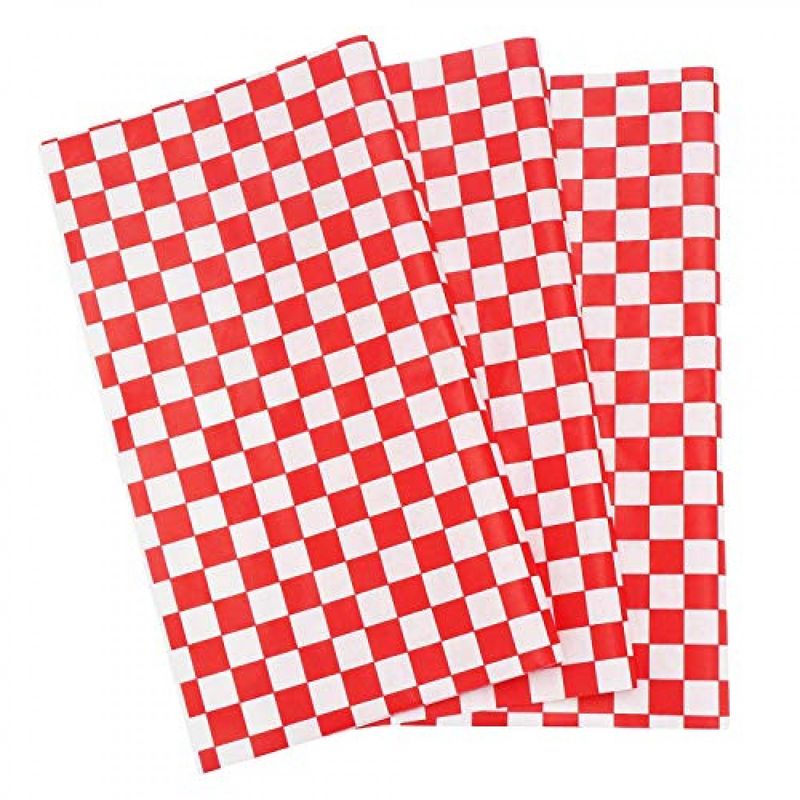 Foopak Premium Printed Gingham Grease Proof Paper Black / White Check Squares 25cm x 25cm Printed Paper - Pack of 800 Sheets