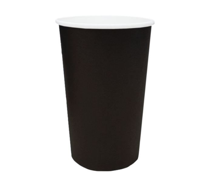 Single Wall Coffee Cup Black 16oz with 90mm Rim - Box of 1,000 (CLEARANCE)