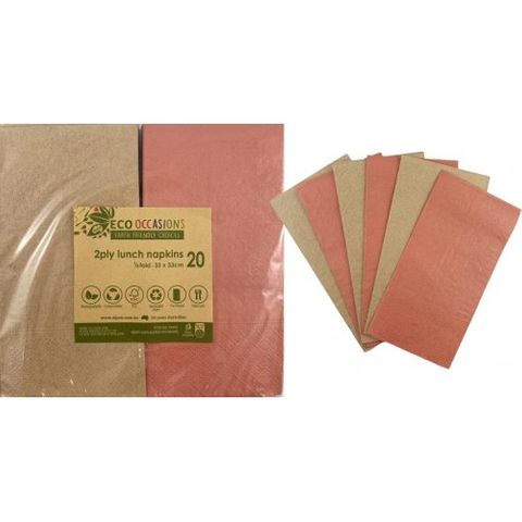 Alpen Paper Kraft Lunch Napkin Metalic Rose Gold - Retail Pack of 20