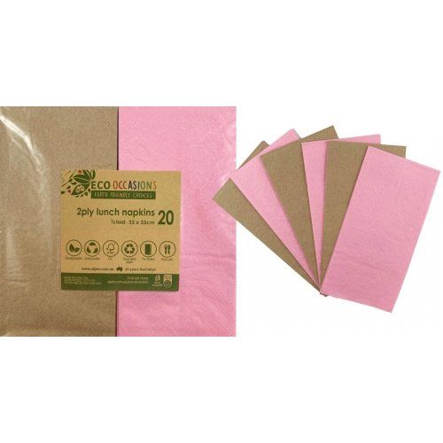 Alpen Paper Kraft Lunch Napkin Pink - Retail Pack of 20