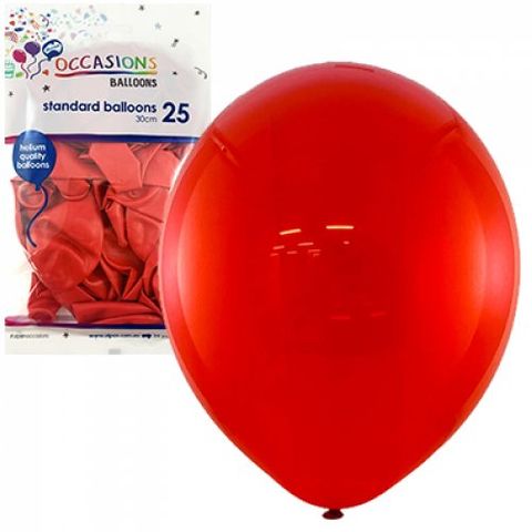 Standard 30cm Balloons in Red - Retail Pack of 25