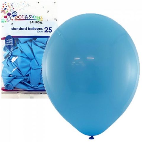 Standard 30cm Balloons in Light Blue - Retail Pack of 25