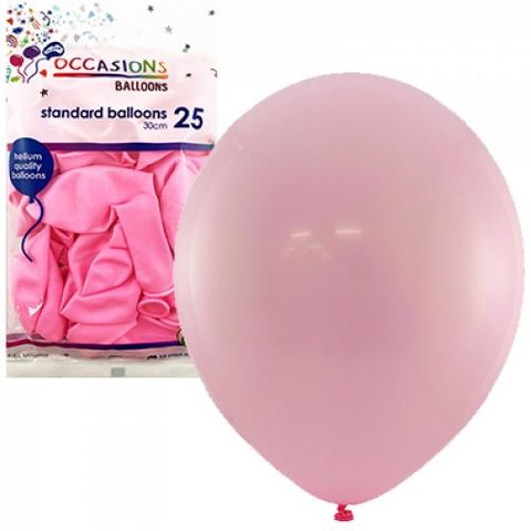 Standard 30cm Balloons in Light Pink - Retail Pack of 25