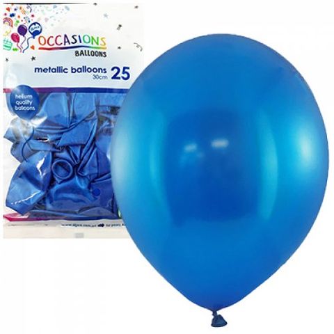 Metallic 30cm Balloons in Royal Blue - Retail Pack of 25