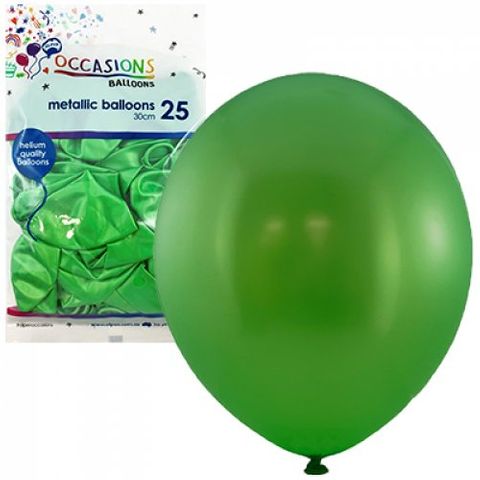 Metallic 30cm Balloons in Royal Lime - Retail Pack of 25