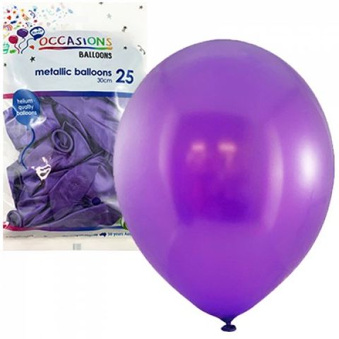 Metallic 30cm Balloons in Purple - Retail Pack of 25