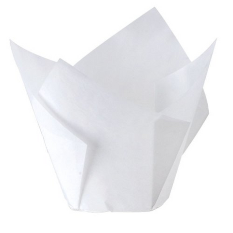 White Paper Muffin Tulip Liners Moulds 30mm Base - PACKET=200 / BOX=5,000