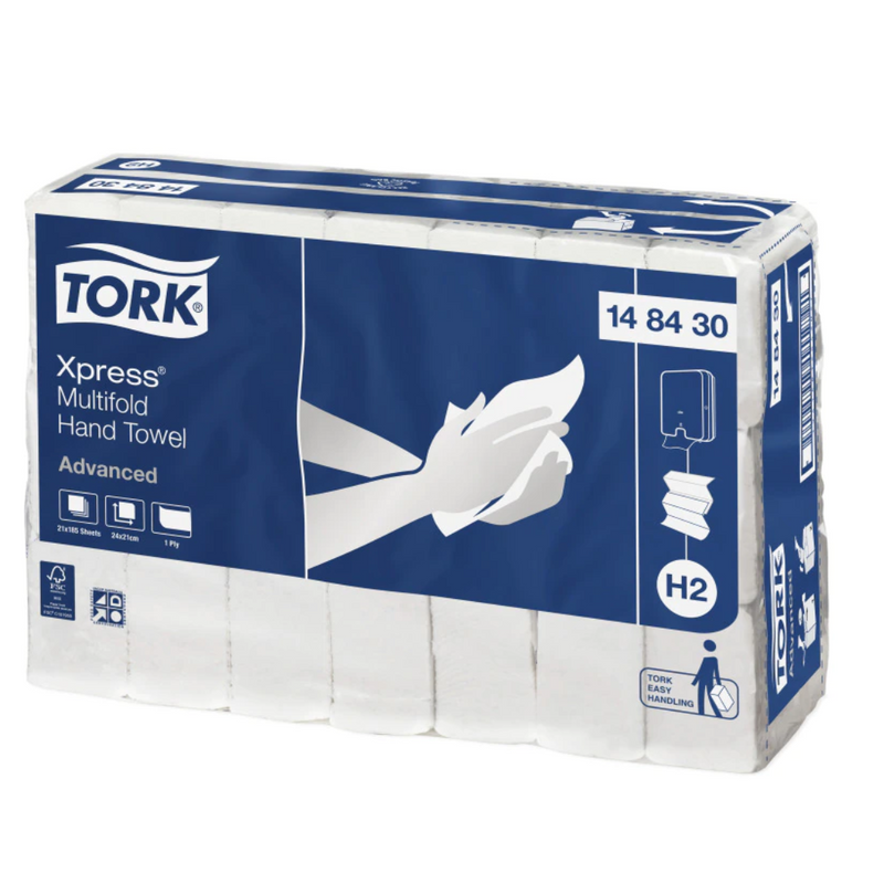 Tork H2 Multi Fold (Slimline) Express Paper Hand Towel 210mm x 185mm - 3,000 Sheets - Box