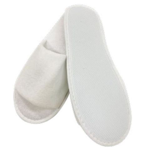 Slippers in Terry Cotton Towelling, Slimline, Open-toe, 3mm EVA sole, 28 x 11cm - Carton of 100
