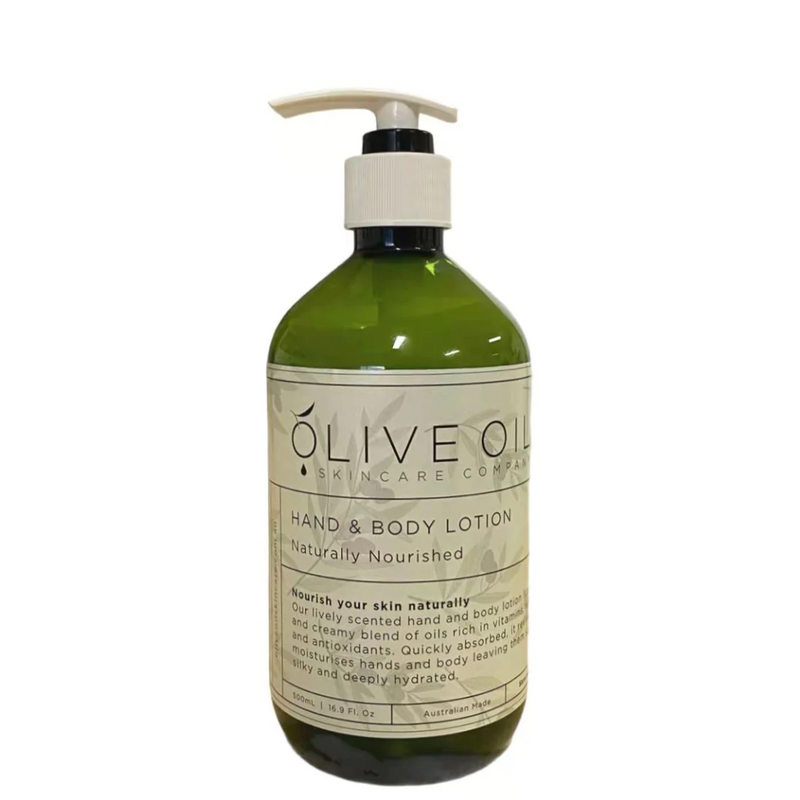 Olive Oil Skincare Co Pump Dispensers, Naturally Nourished Hand & Body Lotion, 500mL - Carton of 12